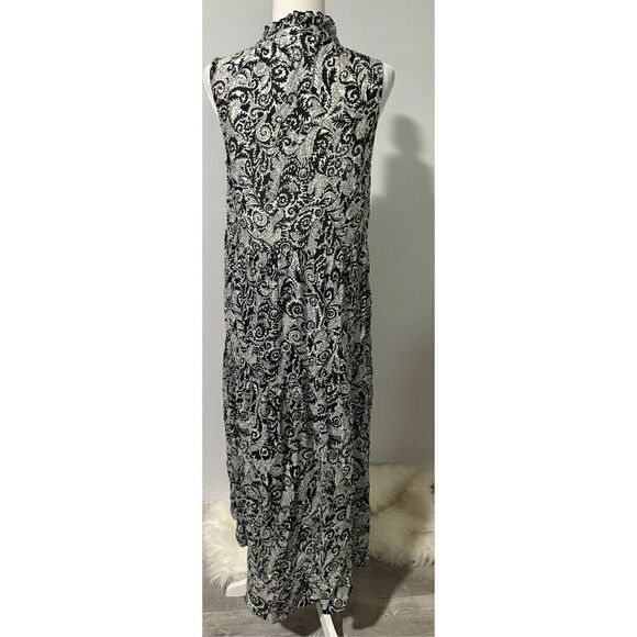 Anthropologie Maeve Marya Tiered black white ruffle shift dress pocket maxi dres - Picture 13 of 14